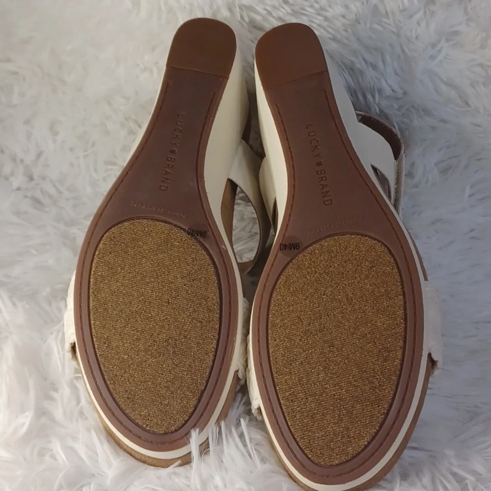 Lucky Brand White Wedge Sandals